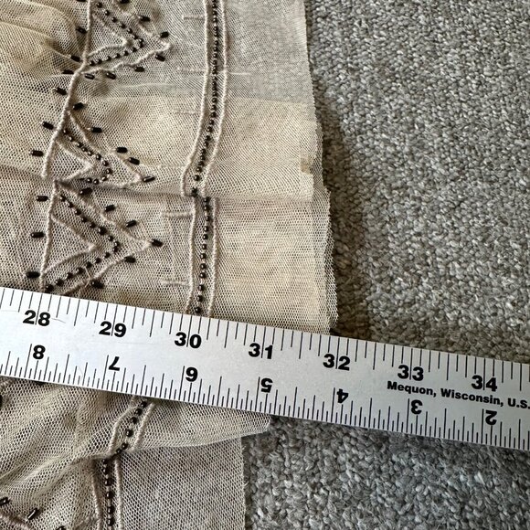 Biya Johnny Was Sheer Nude Netted Beaded Embroidered Fit Flare BohoDress Medium - Picture 4 of 6